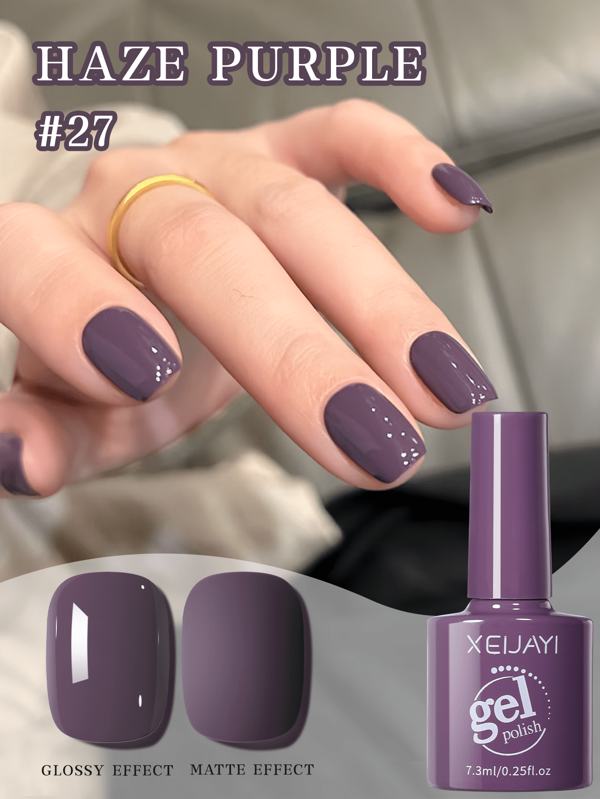 XEIJAYI 1pc 7.3ml Haze Purplre Gel Nail Polish UV/LED Soak Off Polish Gel Long Effect Fast Drying For Home Nail Art DIY Salon Home Holiday Gift