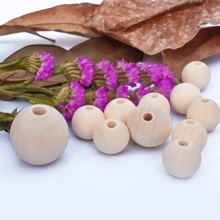 100pcs Wooden Beads Natural Unprocessed Round Wood Loose Beads Multi-Size Wooden Spacer Beads Suitable For Craft Making Decorations And DIY Crafts With 10m Rope (10mm, 16mm, 20mm, 25mm)