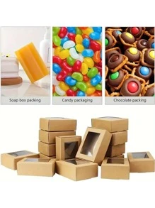 25pcs Mini Kraft Paper Gift Boxes With Window For Soap, Treats, Candy - Perfect For Wedding, Birthday, Anniversary, Graduation, Christmas, Halloween, Valentine's Day, Harvest - Universal Holiday Packaging, Halloween Gifts - Multicolor - View 9