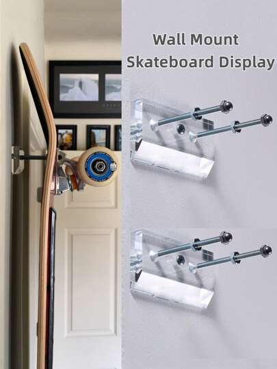 Ghost Hanger Skateboard Deck Display Wall Mount, With Two Screw Holes Storage Horizontal And Floats Vertically(No Board)Penny Boards Longboards Skate Deck Display Wall Mount