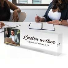Custom Name Plates For Desks With Photo/Logo, Desk Name Plate Personalized, Personalized Clear Acrylic Glass Block, Office Gifts For Cowrkers, Boss, Teacher/Employee Appreciation Gifts Office Desk Decor For Women Men, Acrylic Desk Accessories Back To School,Ornamental,Reusable,Multi-Functional,Modern,Colorful,Cute,Vintage,Workers,Clients,For Business/Work/Office,For School,Multi-Functional,Ornamental,Reusable,Modern,Colorful,Cute,Vintage,Cartoon,Kawaii,Custom,Personalized,Unique,Customized,Workers,Clients,Students,For Business/Work/Office,For School