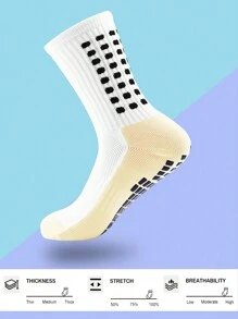 4 Pairs Men's Soccer Socks With Grip, Non Slip Anti Slip Athletic Socks With Cushion Pads For Football/Basketball Socks Size 6-12 - trắng - Xem 2