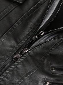 Casual Multi-Pocket Men's PU Leather Jacket, Vintage Motorcycle Leather Jacket With Detachable Hood, Suitable For Autumn/Winter