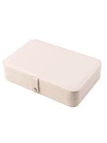 1 pieza Caja de almacenamiento de joyas de PU, Caja de joyas de viaje, Caja de almacenamiento de joyas de cierre a presión, Caja de viaje portátil de doble capa con soporte de exhibición, Caja de almacenamiento multifuncional para joyas, pendientes y anillos, Regalo de Navidad, Regalo del Día de San Valentín
