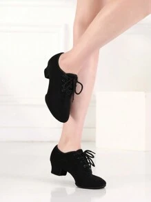 黑色系带爵士舞鞋、拉丁舞鞋、专业舞鞋、交谊舞鞋、莎莎舞鞋、闭趾分趾低跟女式舞蹈鞋