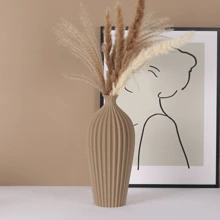 1pc Bohemian Style Modern Home Decor Vase, Plastic Cylinder Vase For Living Room And Entryway, Plastic Flower Vase, Dried Flower Vase Gifts Birthday Graduation Room Decor Glass Vase