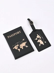 2pcs Hot Stamping Passport Holder And Luggage Tags, Faux Leather Passport Cover, Passport Holder Passport Cover, Travel Passport Cover For Couples, Travel Money Protector Travel Passport Protector ID Card Holder Travel Accessories, Stylish Passport Cover World Pattern Travel Passport Cover For Friends, Best Friends, Sisters, Couples, Couples Travel 1pc,Boho Vibes - Multicolor - View 13