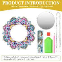 1件 DIY 鑽石畫鏡子，成人 DIY 不對稱鑽石畫套件，曼陀羅鏡子，情人節生日禮物，藝術手工，家居裝飾 - 彩色 - 查看 3