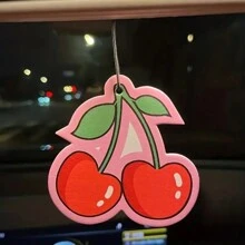 Odświeżacz powietrza do samochodu o zapachu truskawki - papierowa tabletka zapachowa, eliminator zapachów, stylowa ozdoba do zawieszenia na lusterku wstecznym do dekoracji wnętrza pojazdu