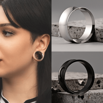 2 PIEZAS Nuevos tapones y túneles de acero inoxidable 316 de uso diario para orejas con forma redonda, para perforación, joyería corporal y expansión para mujeres