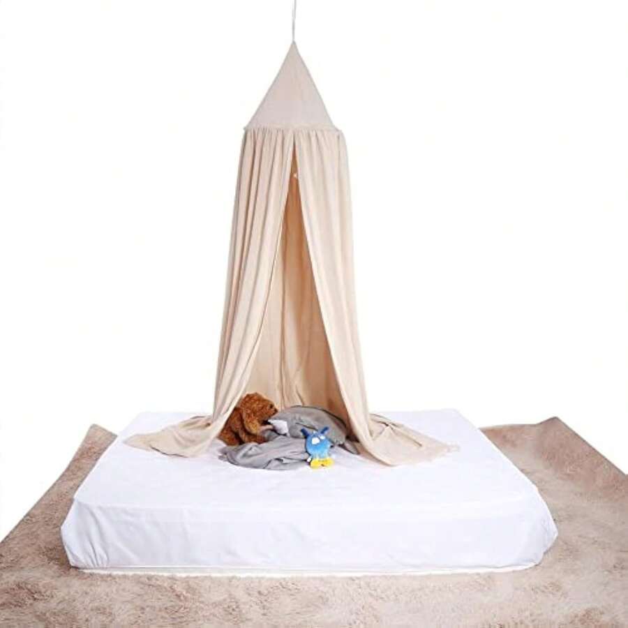 Dosel de cama redondo, carpa de juego para niños, cortina de mosquitero colgante para habitación de lectura, juego y sueño, decoración, color caqui, amor, San Valentín - Caqui - Ver 1