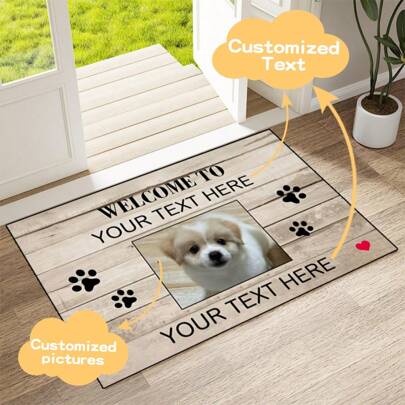 1 pièce de paillasson personnalisé avec fond en gel de silice antidérapant, tapis de sol personnalisé avec votre photo et texte - doux, lavable. Tapis d'entrée personnalisé thématique - cadeau personnalisé - pendaison de crémaillère, anniversaire, catdad, mignonne