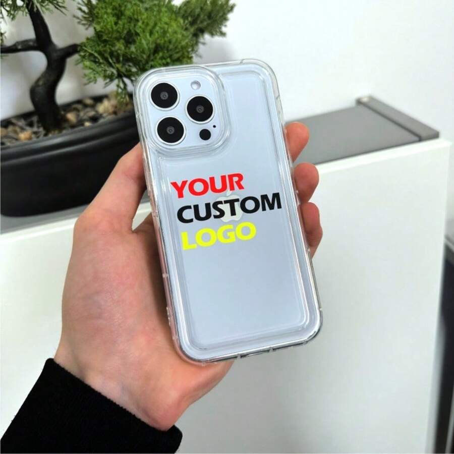 Funda de teléfono transparente personalizada con logotipo compatible con iPhone 15 14 13 12 11 11 Pro Max Mini 7 8 XR XS X, funda de silicona a prueba de golpes con nombre personalizado