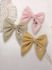 1-3 piezas Nuevos clips para el cabello con bordado floral y lazo para niños, adecuados para uso diario casual, festivales y vacaciones
