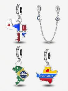 1个镀银Donimiga吊坠饰品，适合女性珠宝DIY手链 - 銀色 - 查看 11