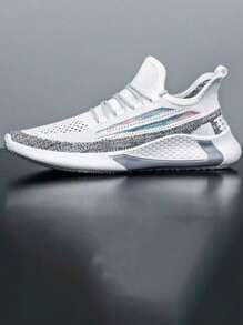 Zapatillas de deporte para hombre,Zapatillas de deporte ligeras y transpirables,Tejido,Suela antideslizante,Flexibles y cómodas,Absorbentes del sudor y transpirables,Zapatillas de deporte de moda negras,Elegantes y sencillas,Uso diario informal,Zapatillas de fitness al aire libre,Diseño a juego de colores rojo y negro,Diseño sin cordones,Muy duraderas,Uso cómodo en cualquier clima - Blanco - Ver 2