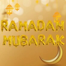 22pcs/Set Eid Al-Fitr Ramadan Mubarak Letter Balloons Set Star Moon Balloon Ramadan Kareem Eid Mubarak Decorations Eid Al Adha Party Supplies - Multicolor - View 7