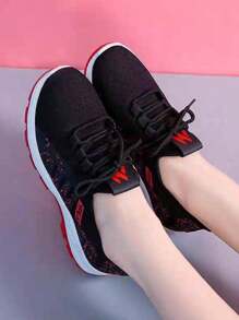 ISPORTE Zapatos deportivos para mujer sin cordones, transpirables y cómodos, zapatos deportivos con cordones de nuevo estilo que no son sofocantes y se pueden usar con cualquier estilo, adecuados para correr, hacer fitness, trabajar, etc. - Rojo - Ver 4