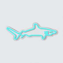 1 pezzo Insegna al neon LED in acrilico a forma di squalo blu con regolatore di luminosità, decorazione da parete al neon alimentata a USB per casa, camera da letto, acquario, zoo, bar, club, festa