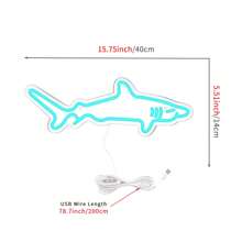 1 pezzo Insegna al neon LED in acrilico a forma di squalo blu con regolatore di luminosità, decorazione da parete al neon alimentata a USB per casa, camera da letto, acquario, zoo, bar, club, festa