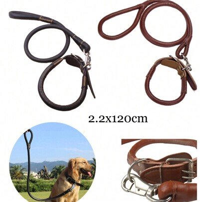 Zestaw w losowych kolorach, smycz dla psa, obroża ze skóry PU, lina dla psa ze skóry bydlęcej, łańcuszek do golden retrievera średniego i dużego psa, odporny na zużycie zestaw do spacerów dla psów