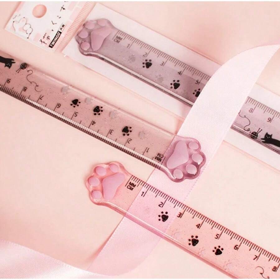 1pc Color Random Cute Kitty Cat Paw Straight Ruler Kawaii Stationery ...