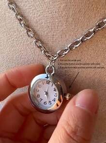 1 pezzo Orologio a pendente con quadrante rotondo al quarzo, adatto per uomo e donna, per uso quotidiano e da festa