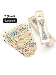 1 Pack/2 Packs Pick Up Sticks,31pcs/41 Pcs Wooden Pick Up Sticks Boxed,Traditional Pickup Toys For Teens,Fun Family Game,Games,Ludo,Board Games