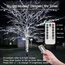 Fio de Luz de Fada com Controle Remoto e Timer, 33ft 100 LED/66ft 200 LED, Luz de Corda Interna e Externa com Plugue, 8 Modos de Luz Intermitente, Adequado para Quartos e Casamentos (Branco Frio) - Multicolorido - Visão 11