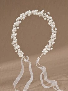 1 件优雅简约珍珠头带，适合女性婚礼、派对、节日发饰 - 銀色 - 查看 6
