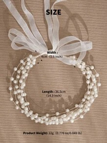 1 件优雅简约珍珠头带，适合女性婚礼、派对、节日发饰 - 銀色 - 查看 7