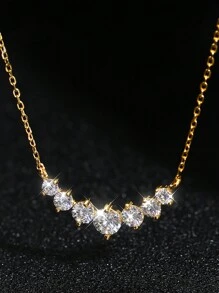 ESBERRY 1 件优雅微笑七公主锆石项链珍贵珠宝礼物女士 925 纯银精美女士珠宝礼物