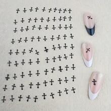 100 sztuk/worek Zestaw czarnych krzyżyków do paznokci - 3D metalowe naklejki do samodzielnego manicure, bezwonne akcesoria do zdobienia paznokci do pielęgnacji dłoni i stóp