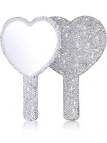 1 Peça Espelho de Maquiagem em Forma de Coração Cravejado de Diamantes, Espelho de Vaidade de Cristal Cintilante de Luxo, Adequado para Viagem, Casa ou Presente, Maquiagem, Barato, Decoração de Quarto, Vaidade, Viagem, Quarto, Acessórios de Maquiagem, Espelho, Espelho de Vaidade, Mini Espelho, Espelho Compacto, Espelho Pequeno, Espelho de Mão, Barato, Enfeites de Meia, Maquiagem, Ferramentas de Maquiagem, Coisas Baratas, Presentes, Presentes para Mulheres, Presentes de Natal