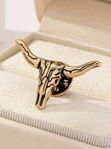 1 件波西米亚西部哥特式复古合金牛头胸针，耐用且用途广泛，适用于服装、包包或帽子，带扣时尚胸针 - 古金色 - 查看 8
