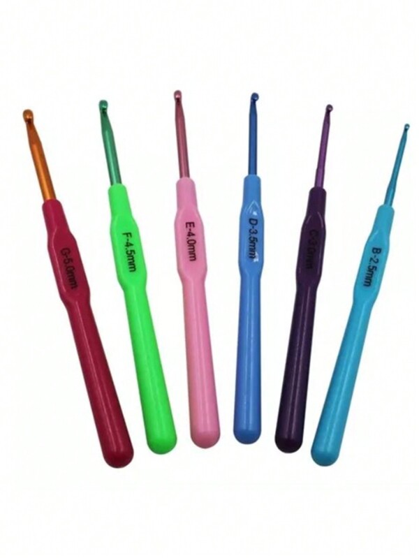Kit Com 6 Agulha De Crochê Coloridas