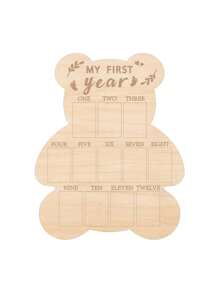 1pc Wooden Bear First Year Milestone Photo Frame, Adorable Bear Ornament, With Vertical Poster Frame For Living Room, Ideal For Calendar Cards, 1st Birthday Keepsake, Shower Gift - Multicolor - View 1