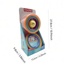 Mattel Juguete apilable para bebés Fisher-Price Rock-A-Stack, base rotatoria con 5 anillos coloridos para edades de 6+ meses - Vasos apilables y enrollables - Ver 6