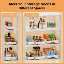 (3 Sets) Expandable Cabinet Drawers - Pull Out Cabinet Drawers Sticky Sliding Storage Racks, Suitable For Kitchen Sink Cabinet, Bathroom Closets Pull-Out Sliding Drawer Organizers - Multicolor - View 4