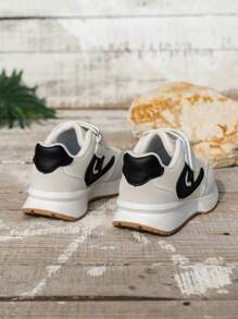 1 Pair New White Gump Style Soft Breathable Toddler Kids' Athletic Shoes, Dual-Layer Lightweight Non-Slip Suitable For Summer, Outdoor & Daily Wear, Ages 1-6