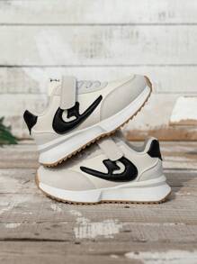 1 Pair New White Gump Style Soft Breathable Toddler Kids' Athletic Shoes, Dual-Layer Lightweight Non-Slip Suitable For Summer, Outdoor & Daily Wear, Ages 1-6