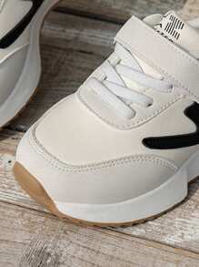 1 Pair New White Gump Style Soft Breathable Toddler Kids' Athletic Shoes, Dual-Layer Lightweight Non-Slip Suitable For Summer, Outdoor & Daily Wear, Ages 1-6