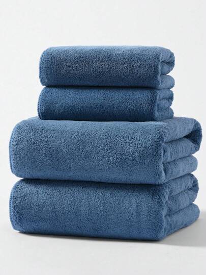 4pcs/2pcs Soft Coral Fleece Solid Color Absorbent, Quick-Dry, Non-Shedding Bathroom Set (Lightweight) - Convenient For Home Use, Couples, Hair Drying, Hand Towels, Beach Towels. Home Decor, Bathroom Accessories, Autumn, Back To School, Bathroom Decor, Bathroom Towel Set. 34"X75" Hand Towel 1pc Or 70"X140" Bath Towel 1pc Or 40"X80" Large Hand Towel 1pc Or 90"X170" Large Bath Towel 1pc