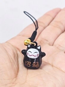 1pc Japanese Lucky Cat Keychain - Cute Maneki Neko Bell Charm, Perfect For Bags, Phones, And Keys, Adorable Lucky Cat Pendant With Omamori Charm For Prosperity And Protection