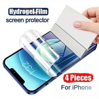 4 件装高清水凝胶保护膜适用于 iPhone 7 8 Plus X XS XS MAX XR 11 12 13 MINI 14 15 16 Pro Pro MAX