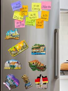 1pc Creative Travel Souvenir Landscape Magnetic Fridge Magnet, World Architecture And Scenery Design, Travel Decor Craft Gift Fridge Magnet,School Supplies,Back To School