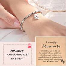 Cute Footprint Charm Bracelet, Natural Stone Round Bead Foot String Bracelet Hand Jewellery, Maternity Mum-To-Be Gift Suitable For Mother's Day, Party Gift Anniversary Gift Christmas