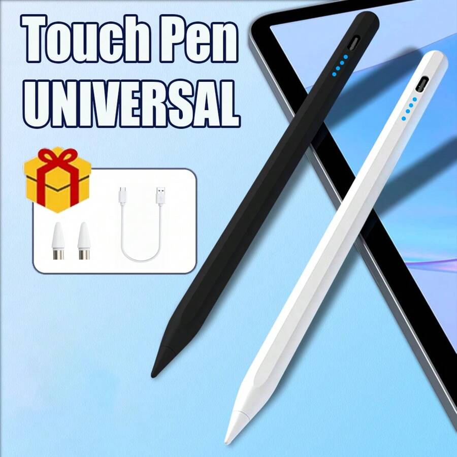 1pc Rechargeable Stylus Pen For IOS/Android/Windows Tablets, Capacitive Touch Pen In Black/White, Fast Charging, No Disconnection, Pressure Sensitivity - Multicolor - View 1