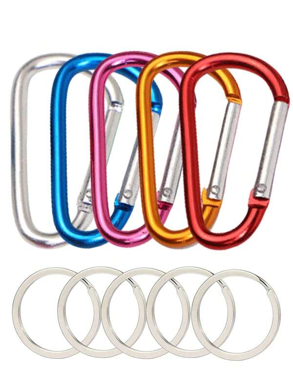 1 pezzo/6 pezzi/9 pezzi Moschettone, Anello a D grande in alluminio, con portachiavi e gancio, accessori per escursioni, mini moschettoni, portachiavi, accessori per anelli porta-chiavi, da attaccare allo zaino, borsa, cartella, il moschettone in alluminio è un ideale molletta per cinture per chiavi, cavi appesi, corde, lampada da campeggio, scuola