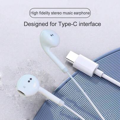 USB-C イヤホン iPhone15対応 Type-C イヤバッド 有線 イヤホン マイク付き&リモコン付き ノイズキャンセリング対応 iPhone16/16 Plus/16 Pro/16 Pro Max、iPhone15シリーズ、Galaxy S24/S23/S22、CarPlay、iPad、Pixel-グレー対応